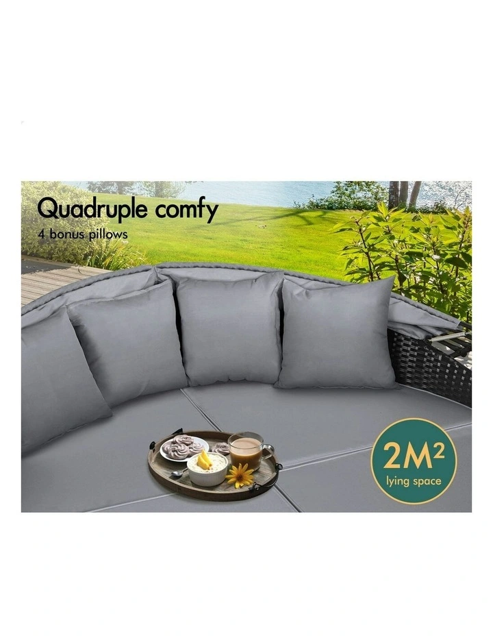 Outdoor Sun Lounge Round Day Bed in Black image 5