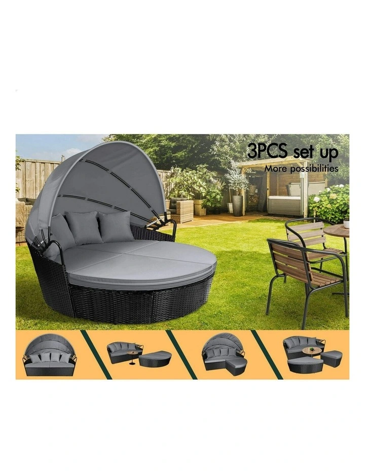 Outdoor Sun Lounge Round Day Bed in Black image 6