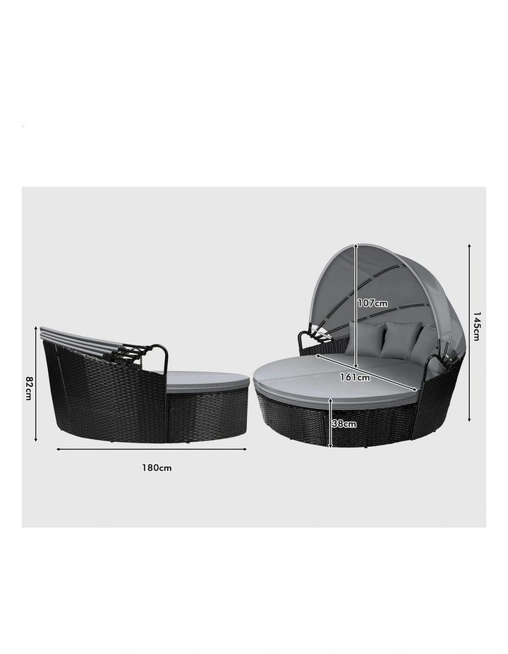 Outdoor Sun Lounge Round Day Bed in Black image 7