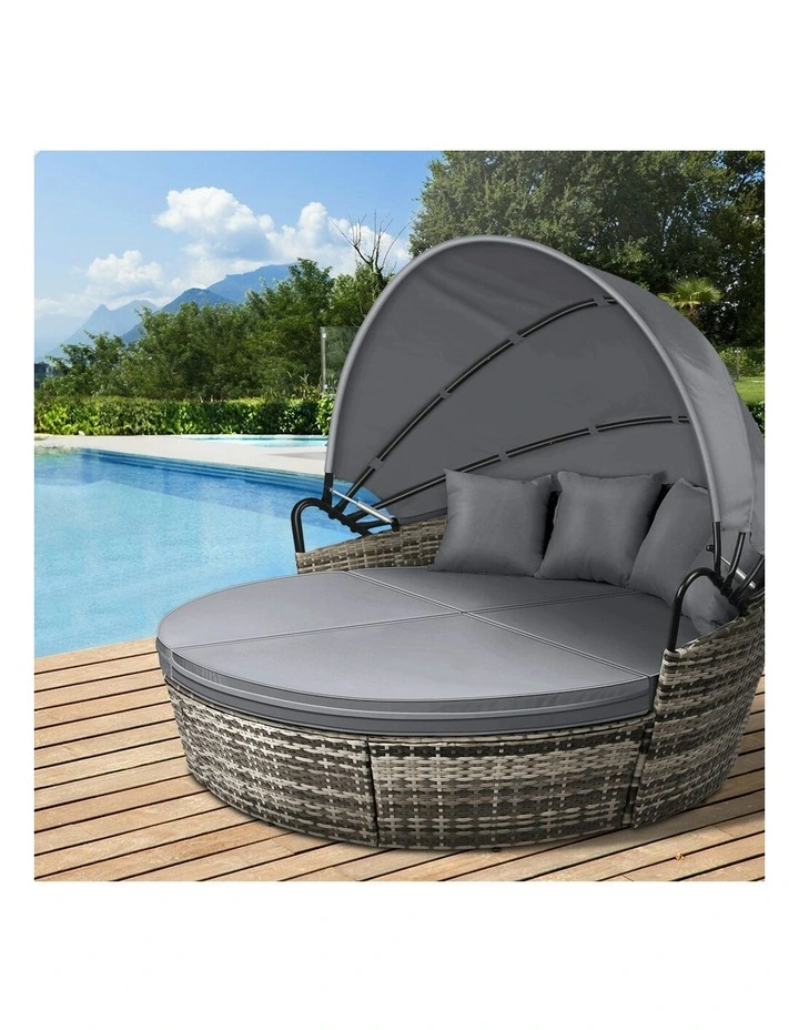 Outdoor Sun Lounge Round Day Bed in Grey image 2