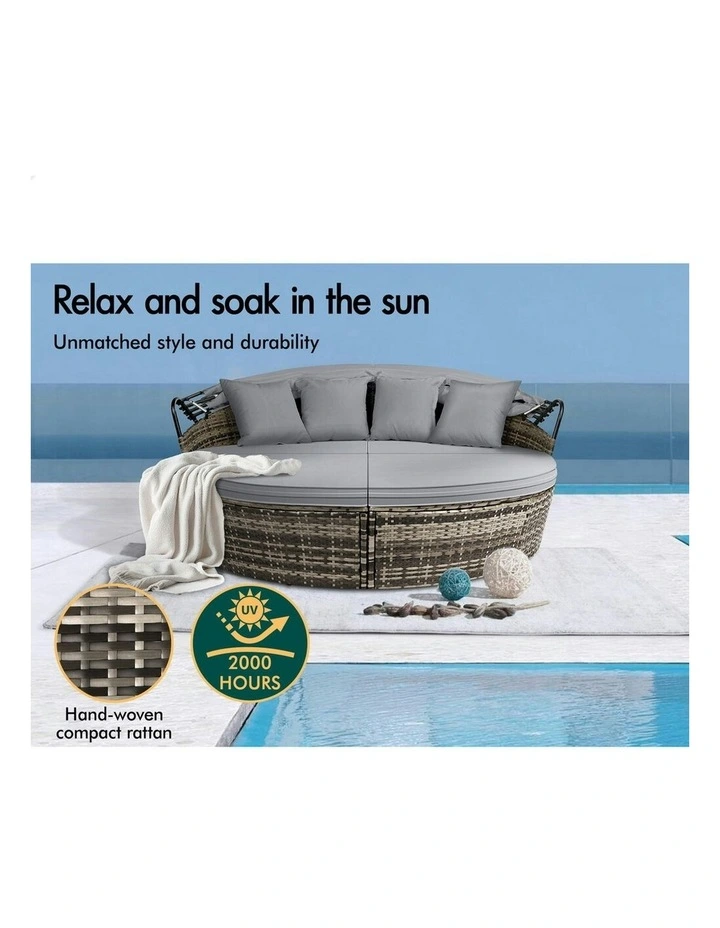 Outdoor Sun Lounge Round Day Bed in Grey image 3