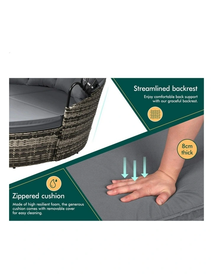 Outdoor Sun Lounge Round Day Bed in Grey image 4