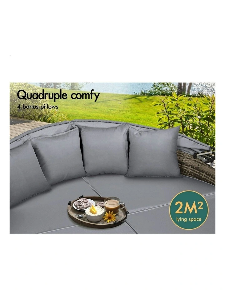 Outdoor Sun Lounge Round Day Bed in Grey image 5