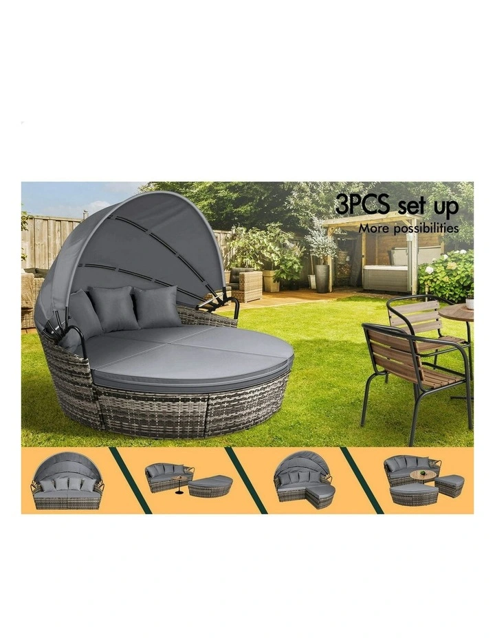 Outdoor Sun Lounge Round Day Bed in Grey image 6