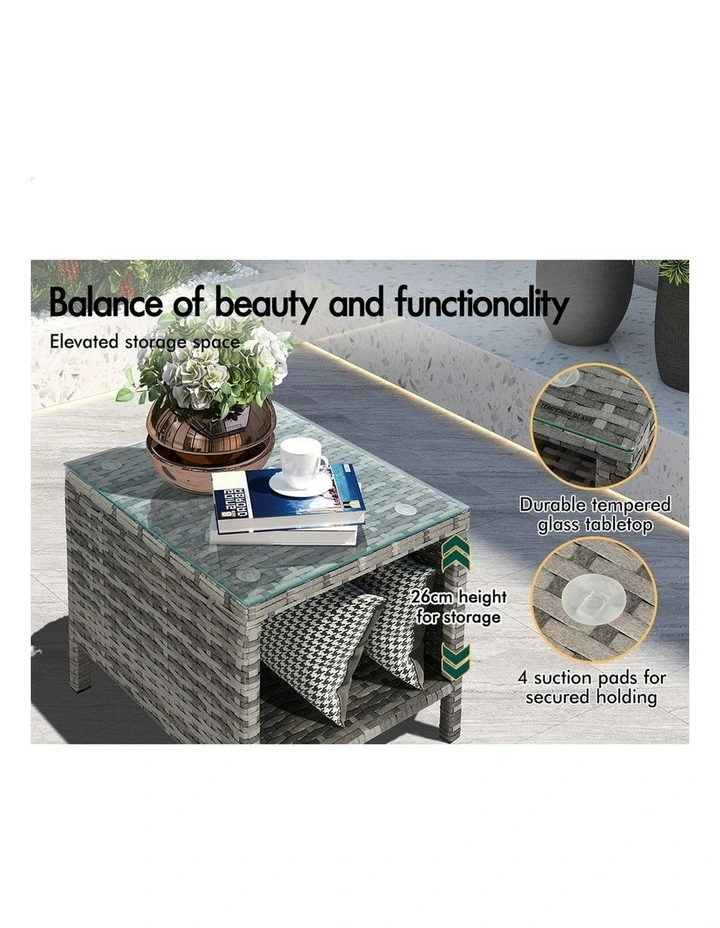 Outdoor Wicker Bistro Set 3 Pieces in Grey image 5