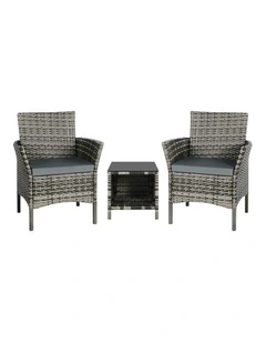 Outdoor Wicker Bistro Set Of 3 Pieces in Grey