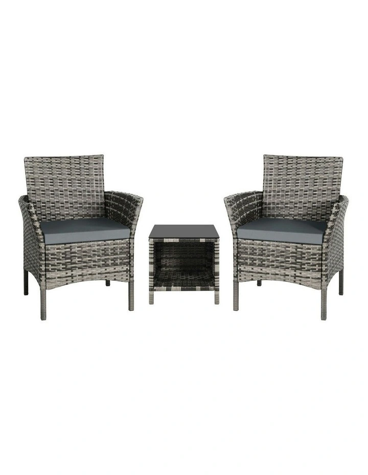 Outdoor Wicker Bistro Set Of 3 Pieces in Grey image 1