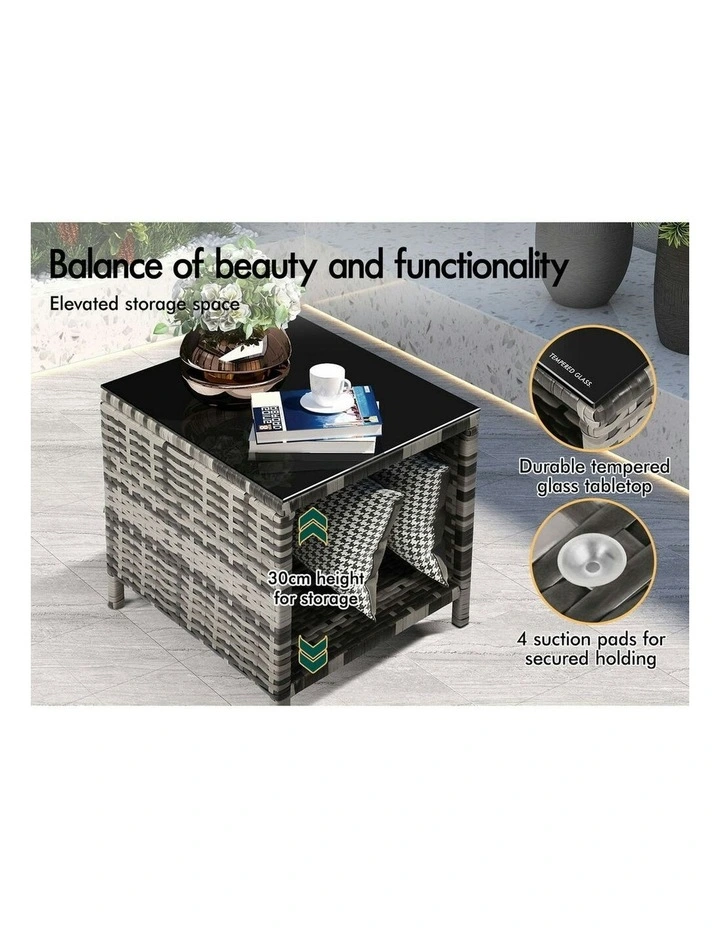 Outdoor Wicker Bistro Set Of 3 Pieces in Grey image 4