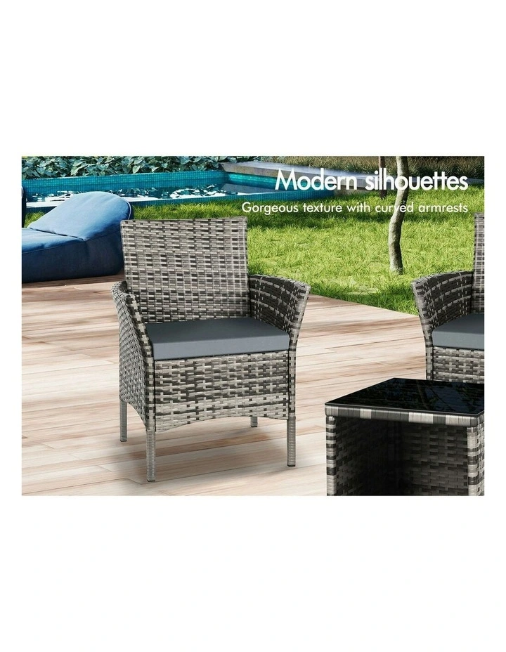 Outdoor Wicker Bistro Set Of 3 Pieces in Grey image 7
