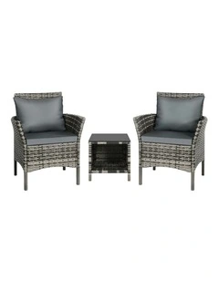 Outdoor Wicker Bistro Set Of 3 Pieces in Grey