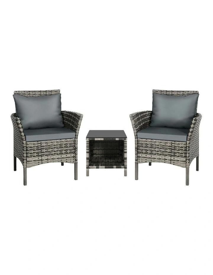 Outdoor Wicker Bistro Set Of 3 Pieces in Grey image 1