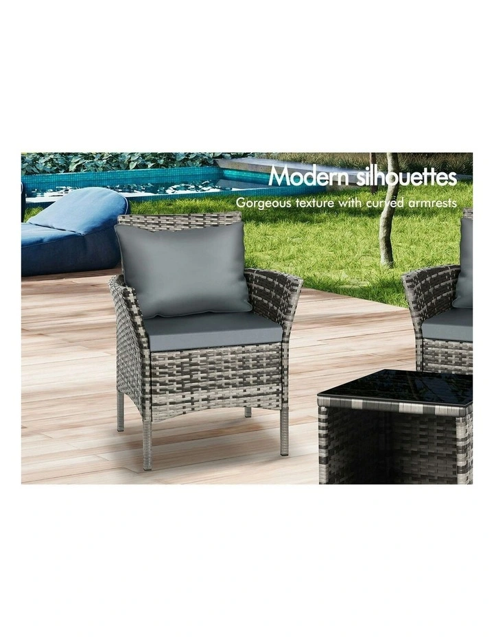 Outdoor Wicker Bistro Set Of 3 Pieces in Grey image 7
