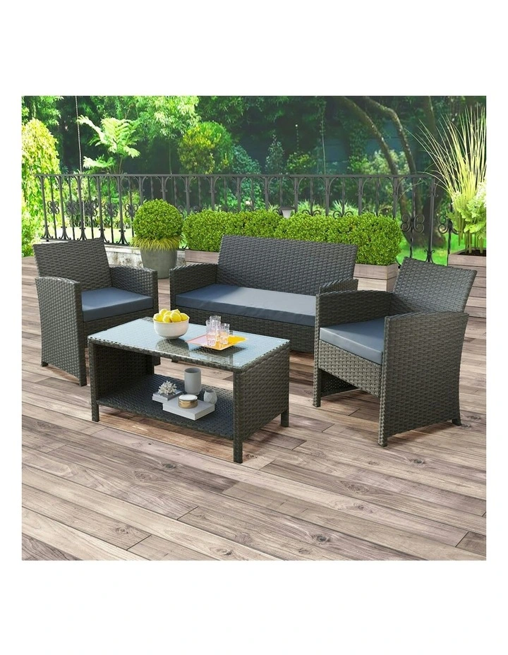 Outdoor Furniture Garden Patio Sofa Set 4 Pieces in Dark Grey image 2