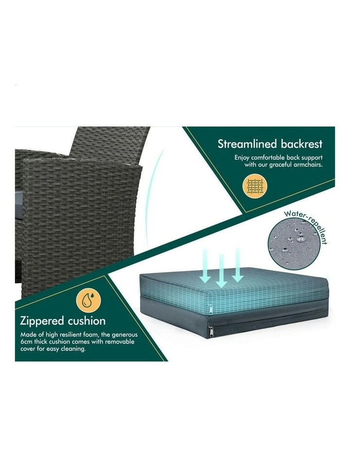 Outdoor Furniture Garden Patio Sofa Set 4 Pieces in Dark Grey image 6