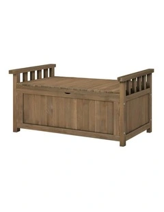 Outdoor Wooden Storage Bench in Brown