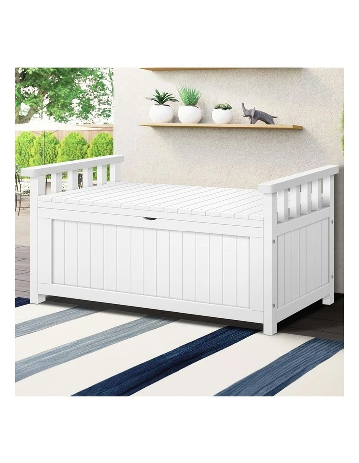 Outdoor Storage Bench in White image 2