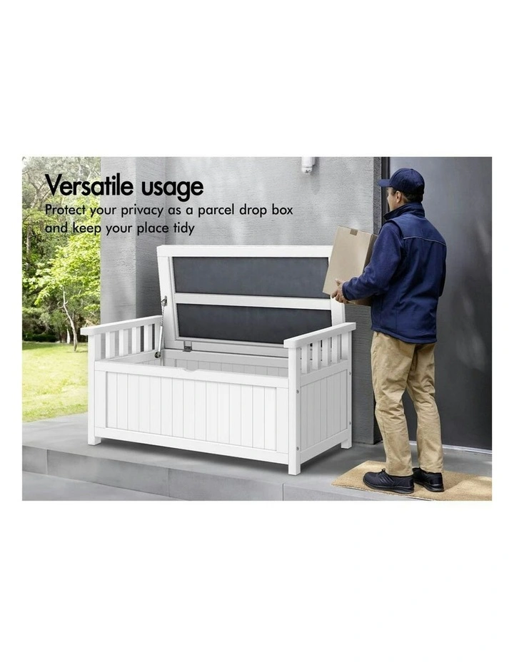 Outdoor Storage Bench in White image 4