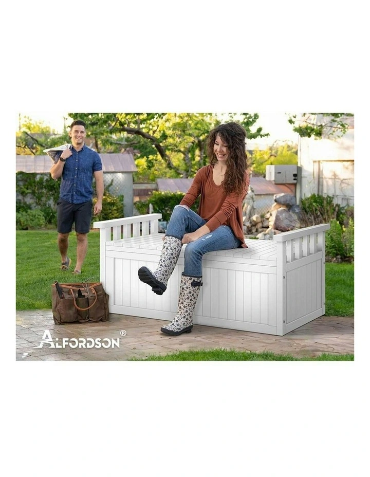 Outdoor Storage Bench in White image 5