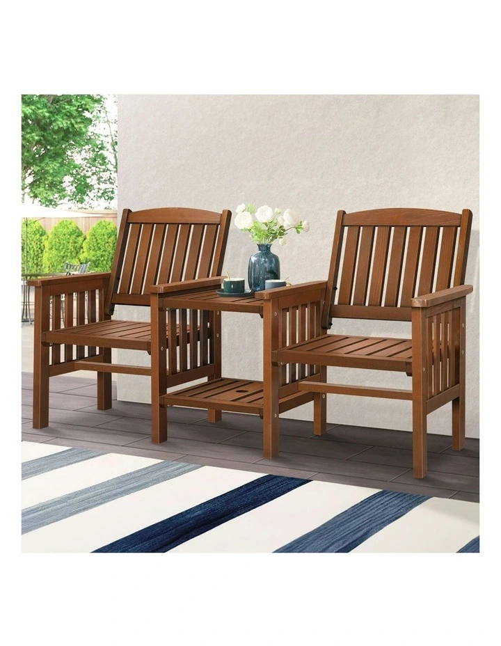 Wooden Garden Bench in Brown image 2