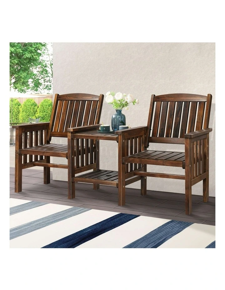 Wooden Garden Bench in Charcoal image 2