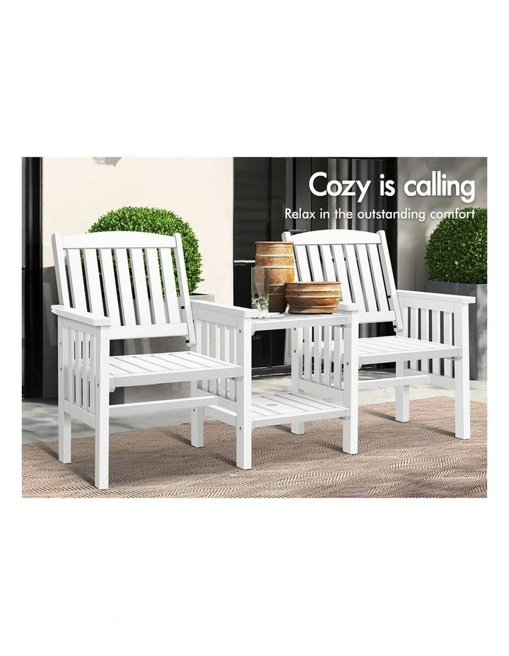 Wooden Garden Bench in White image 3