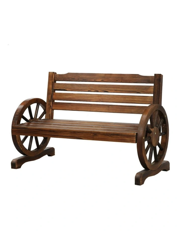 Wooden Garden Bench Outdoor Wagon Wheel Chair in Charcoal image 1