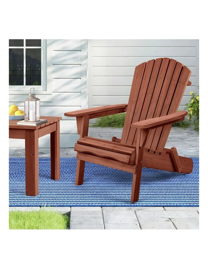 Adirondack Chairs Wooden Outdoor Patio Furniture in Brown image 2