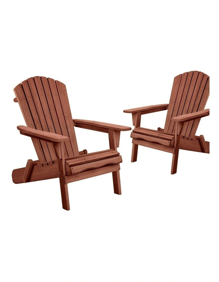 2x Wooden Adirondack Outdoor Chairs in Brown image 1