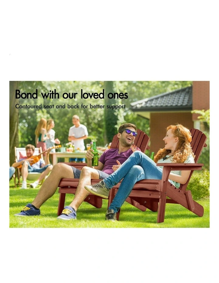 2x Wooden Adirondack Outdoor Chairs in Brown image 3