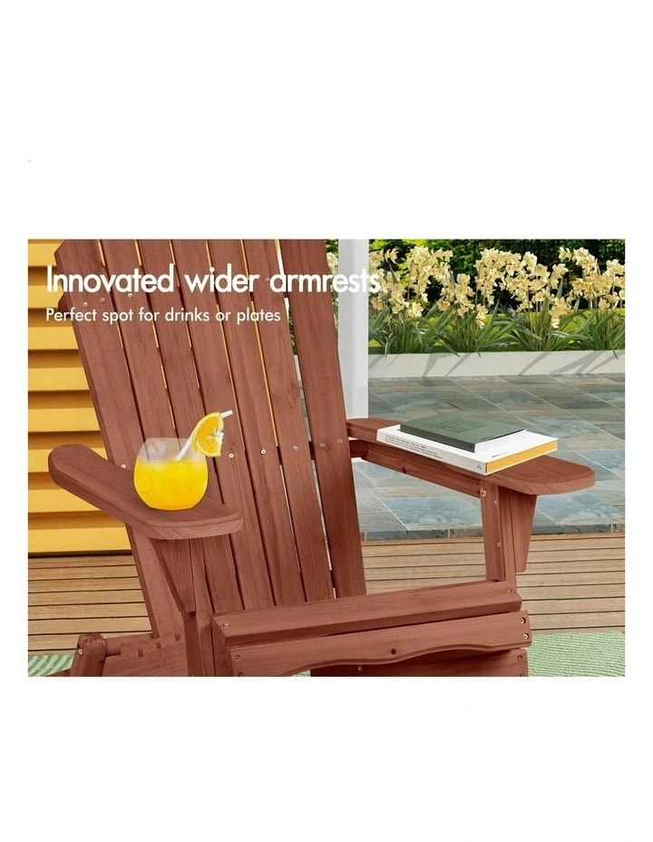2x Wooden Adirondack Outdoor Chairs in Brown image 4