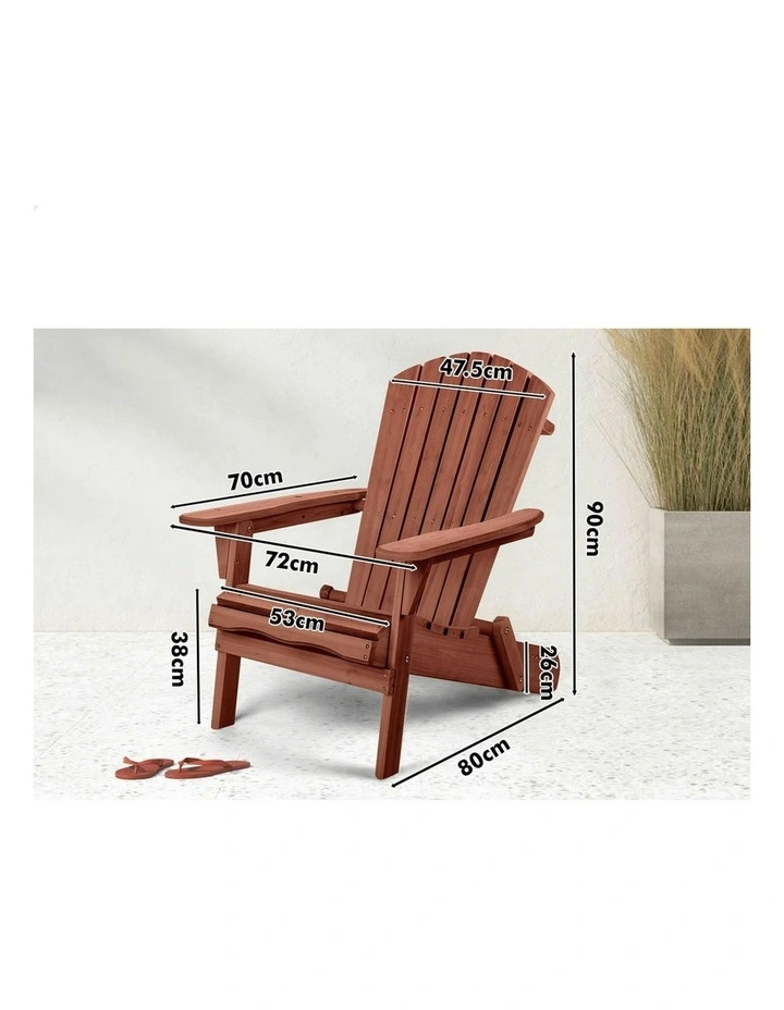 2x Wooden Adirondack Outdoor Chairs in Brown image 6