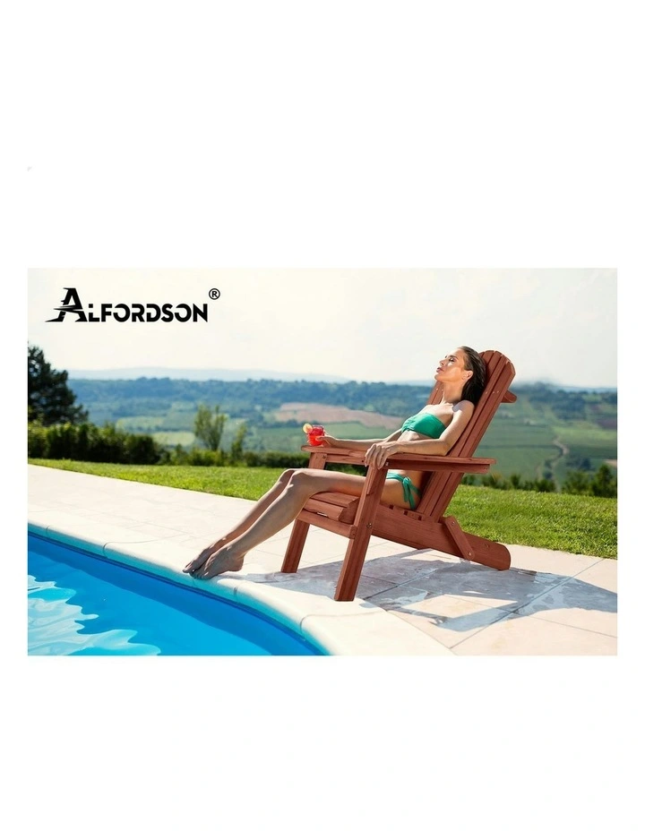 2x Wooden Adirondack Outdoor Chairs in Brown image 7