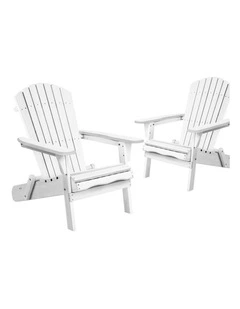 2x Outdoor Wooden Adirondack Chairs in White