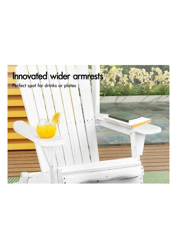 2x Outdoor Wooden Adirondack Chairs in White image 4