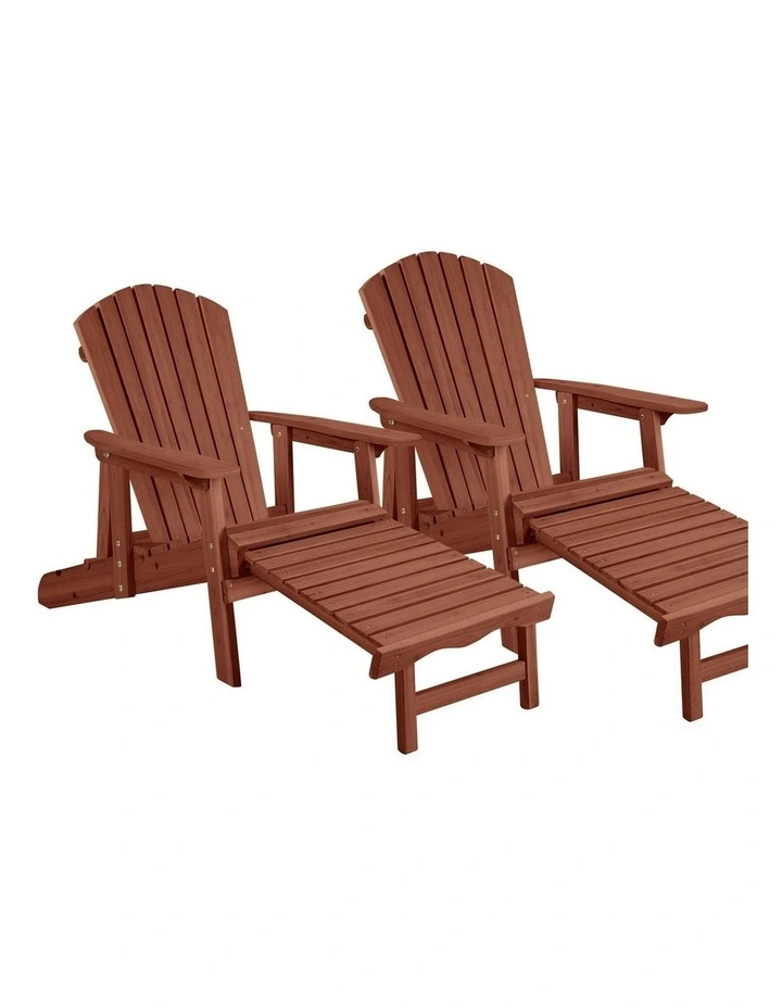 Outdoor Adirondack Chairs 2 Piece in Brown image 1