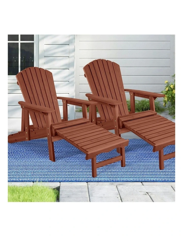 Outdoor Adirondack Chairs 2 Piece in Brown image 2