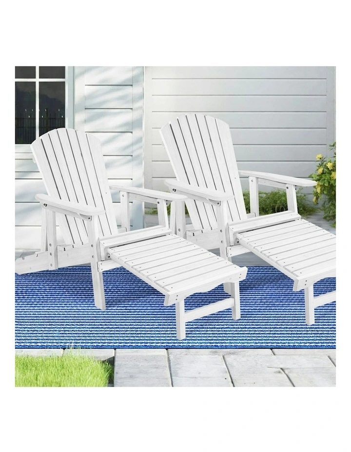 Outdoor Adirondack Chairs 2 Piece in White image 2