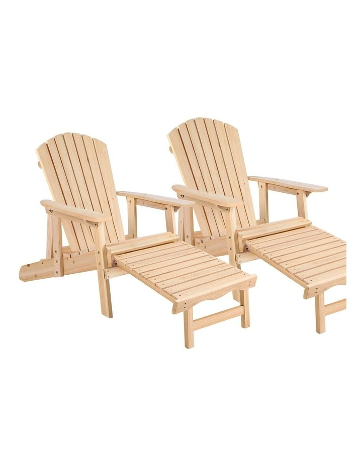 Outdoor Adirondack Chairs 2 Piece in Natural image 1