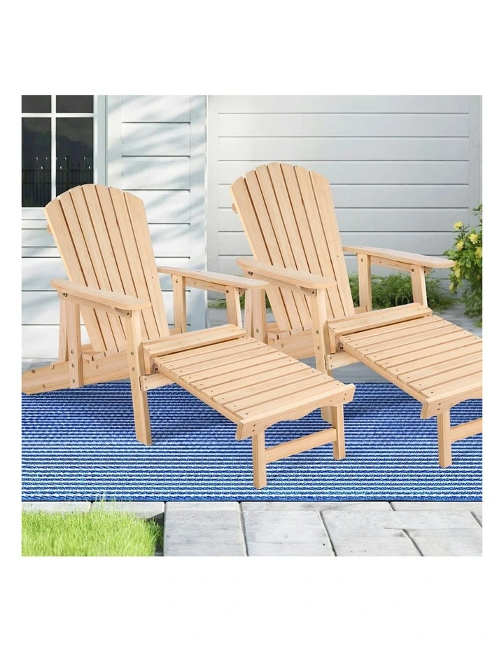 Outdoor Adirondack Chairs 2 Piece in Natural image 2