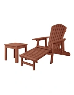 Adirondack Chair And Table Set in Brown