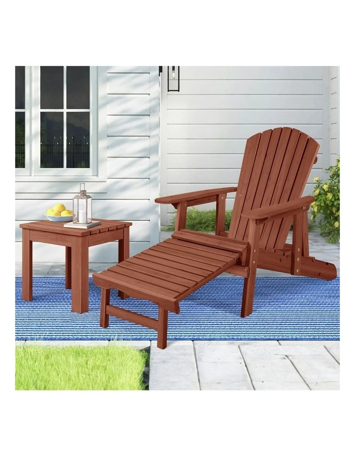 Adirondack Chair And Table Set in Brown image 2