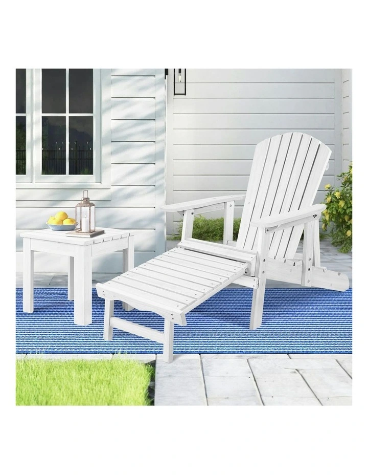 Adirondack Chair And Table Set 2 Piece in White image 2