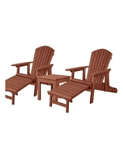 Adirondack Chairs And Table Set 3 Piece in Brown
