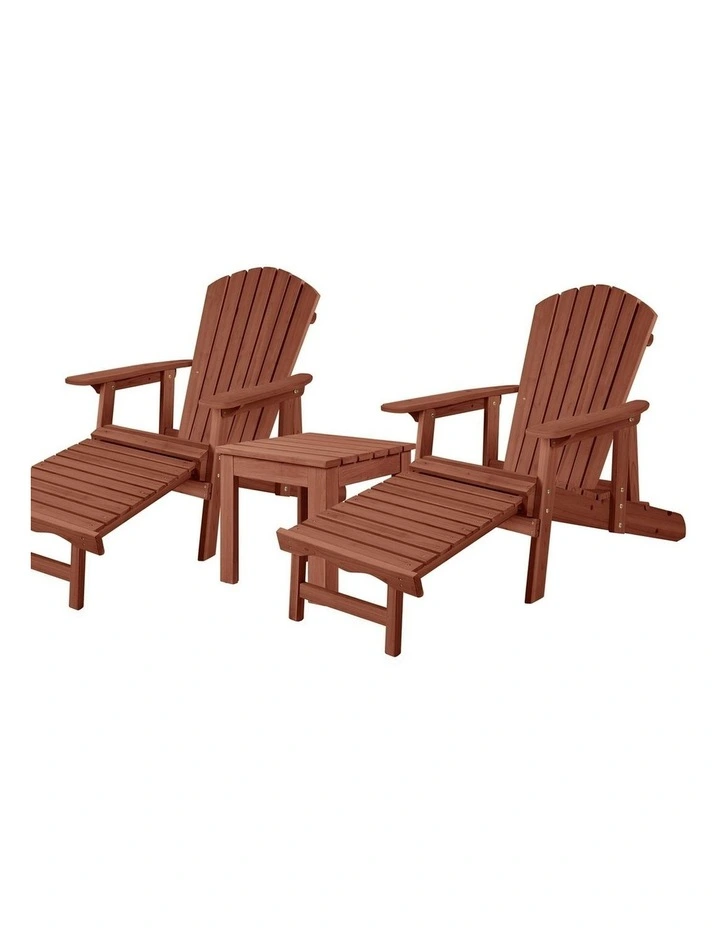 Adirondack Chairs And Table Set 3 Piece in Brown image 1