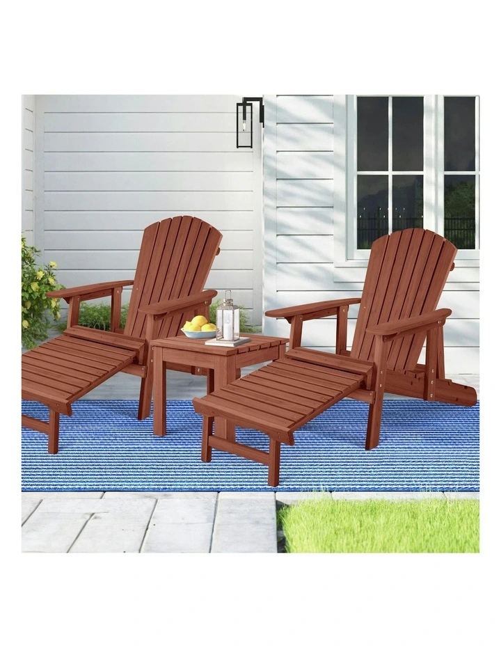 Adirondack Chairs And Table Set 3 Piece in Brown image 2