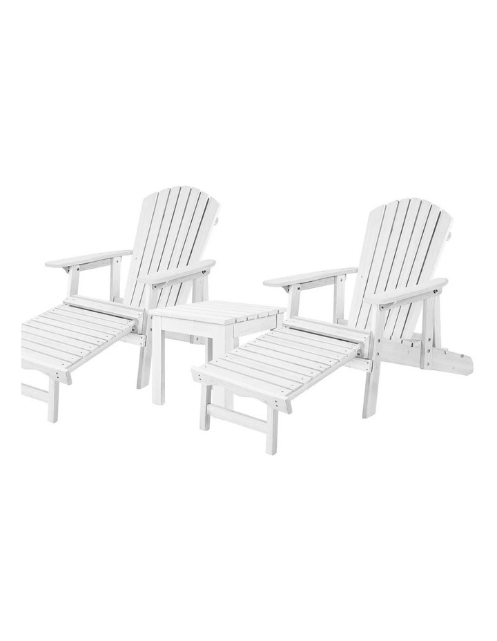 Adirondack Chairs And Table Set 3 Piece in White image 1