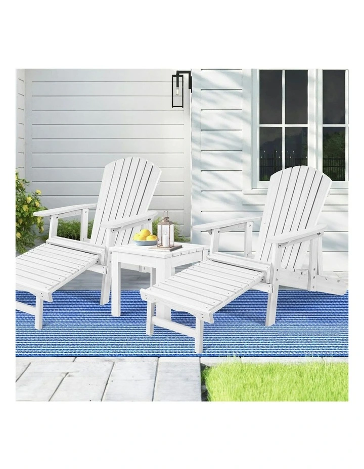 Adirondack Chairs And Table Set 3 Piece in White image 2