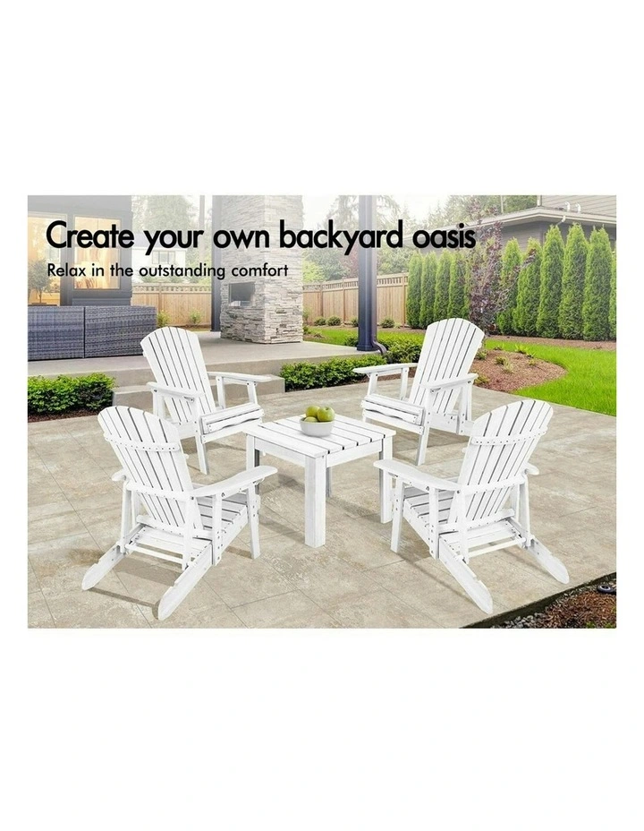 Adirondack Chairs And Table Set 3 Piece in White image 3