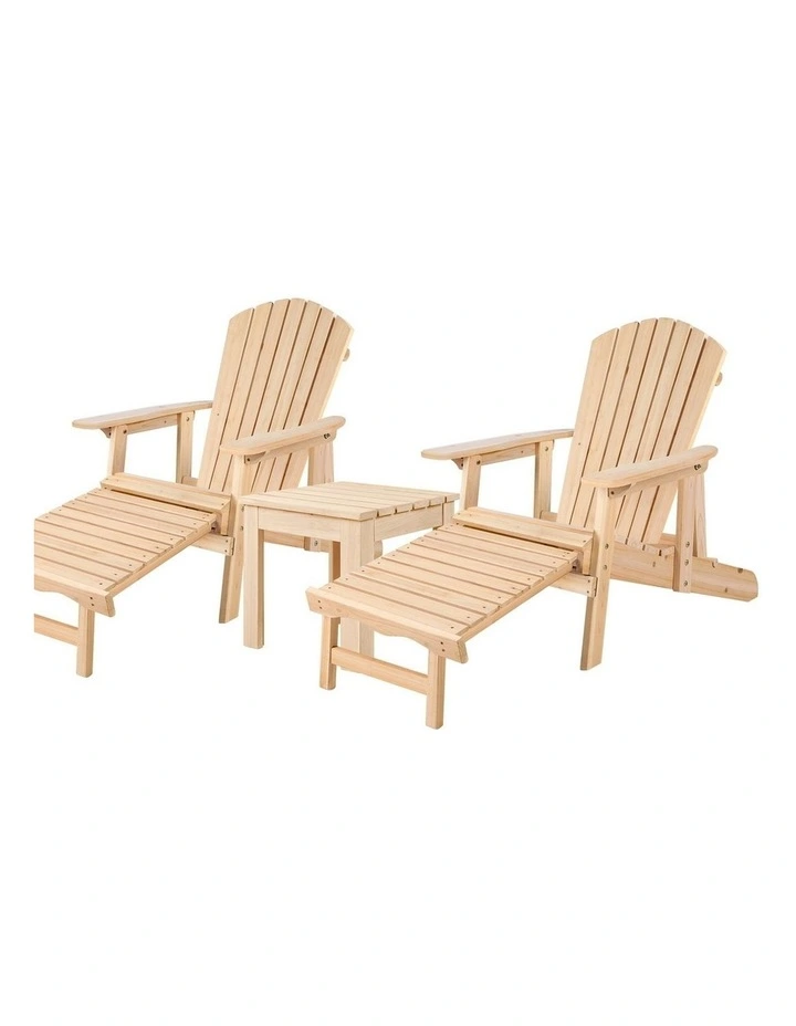 Adirondack Chairs And Table Set 3 Piece in Brown image 1