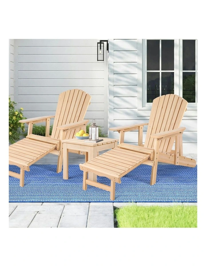 Adirondack Chairs And Table Set 3 Piece in Brown image 2